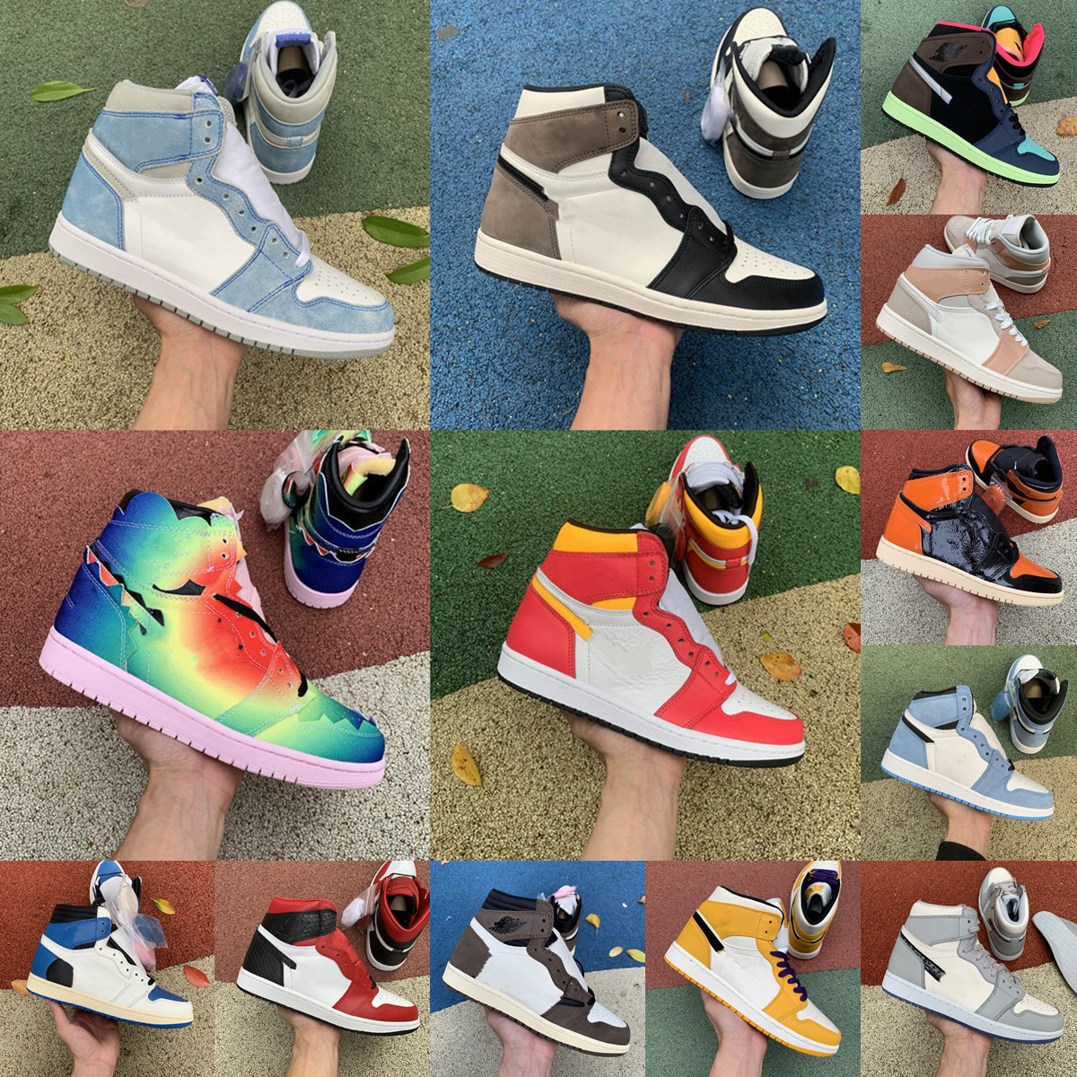 

High 1 1s University blue Light Fusion Red Basketball Shoes Hyper Royal J Balvin Dark Mocha Men's Women's sneakers Light Smoke Grey Fragment sports shoe, 30