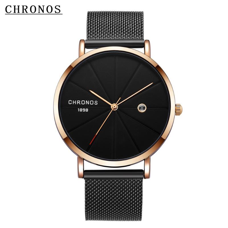 

Wristwatches Watches Men Calendar Date Waterproof Stainless Steel Quartz Analog Wristwatch, Slivery;brown