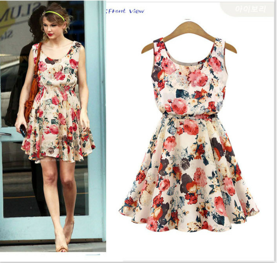 

Dresses Casual Summer Chiffon Women Clothes Sexy Floral Short Beach es Korean Elegant Vestido De Festa Verano Robe Femme, As picture