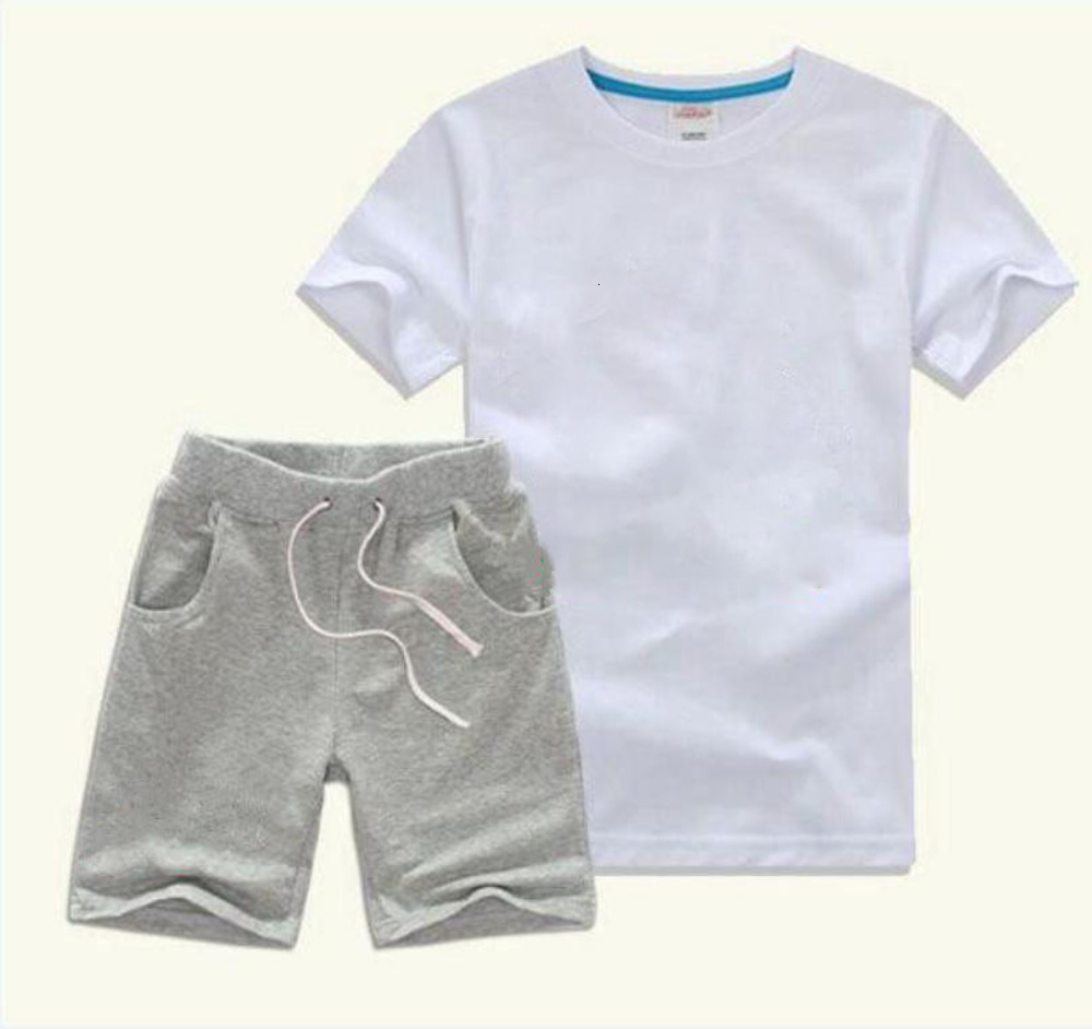 

Children's suit Classic boy kids T-shirt girl clothing 1-7 years summer baby leisure suit 2 pieces/set, White