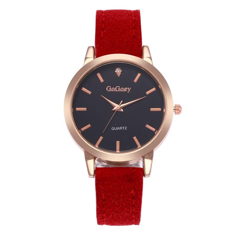 

Wristwatches Watches Women Fashion Dress Ladies Leather Quartz Clock Girls Luxury Wrist Watch Ceasuri Montre Femme, Red