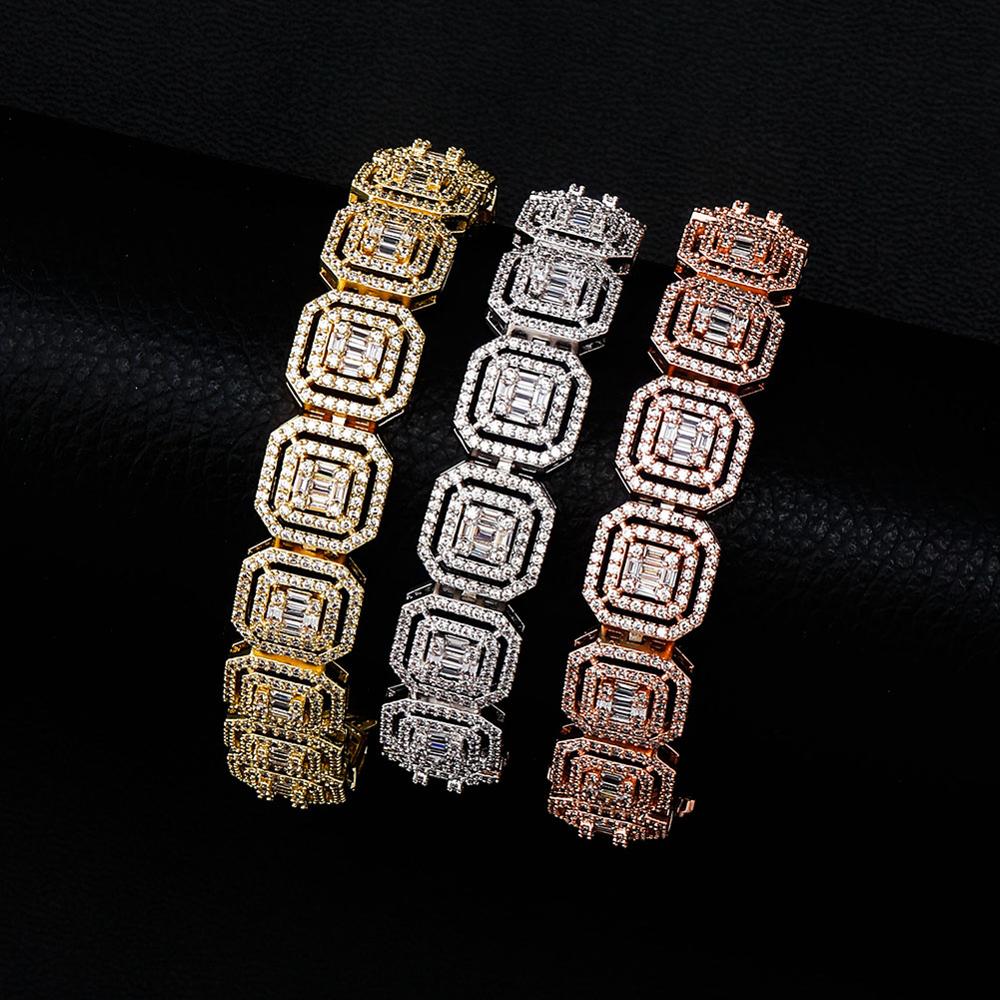 

Charm 13mm Personality Bling Tennis Bracelet Miami Cuban Chain Fine New fashion Iced Out Cubic Zirconia Rose Gold Hip Hop Jewelry for women and men