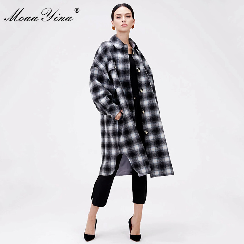 

Fashion Designer Overcoat Coat Autumn Winter Women's Short sleeve Single-breasted Keep warm Woolen cloth 210524, Black