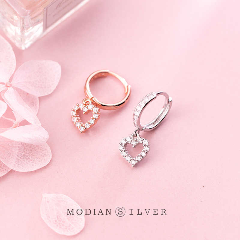 

Romantic Clear CZ Hearts Love Hoop Earrings for Women 925 Sterling Silver Wedding Engagement Statement Jewelry 210707