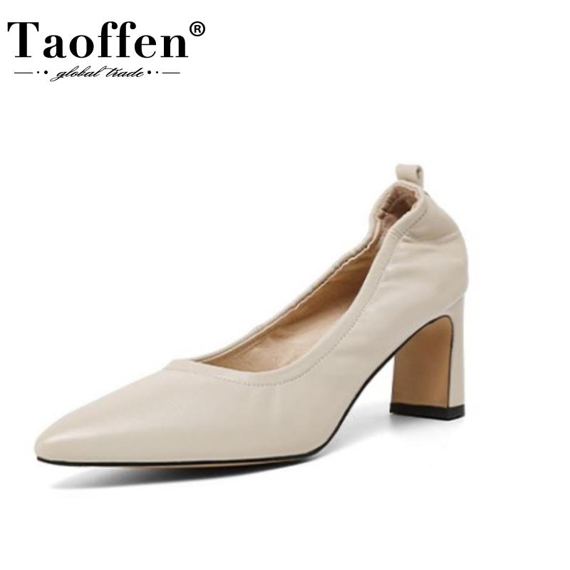 

Tuyoki Women High Heel Shoes Real Leather For Pointed Toe Spring Office Fashion Footwear Size 34-40 Dress, Black