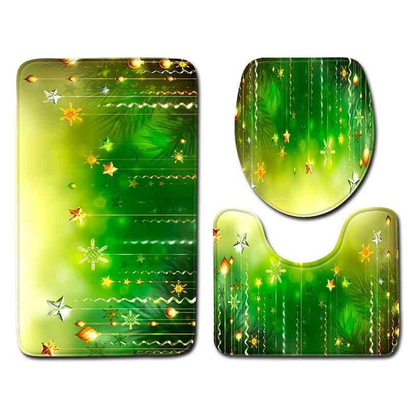 

Christmas floor bathroom mat toilet three piece set
