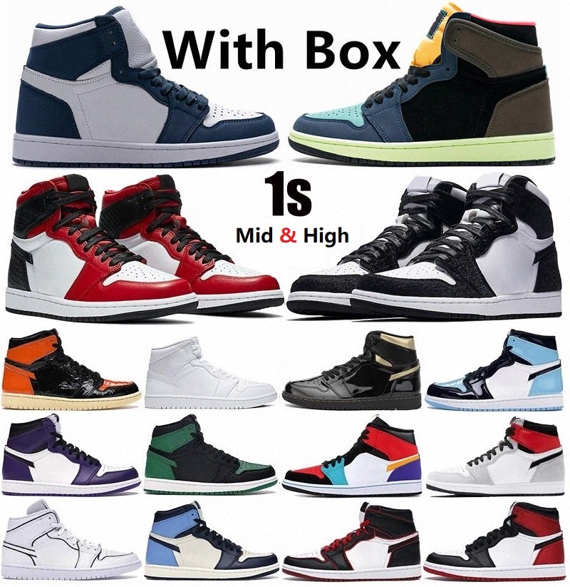 

1 high OG basketball shoes 1s mid chicago royal toe black metallic gold Travis Suede Twist Dark Mocha mens womens Sneakers trainlr97#