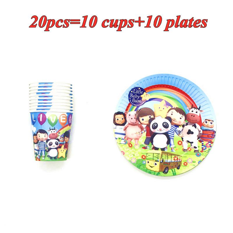 

Disposable Dinnerware 20pcs/40P Boy Girl Birthday Set Cartoon Little Baby Bum Party Decoration Kids Napkins Cups Supplies
