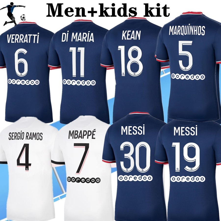 

2021 2022 MESSI MBAPPE HAKIMI SERGIO RAMOS WIJNALDUM soccer jersey 21 22 psGMaillots football shirt MARQUINHOS men + kids kit uniform enfant, Black;yellow