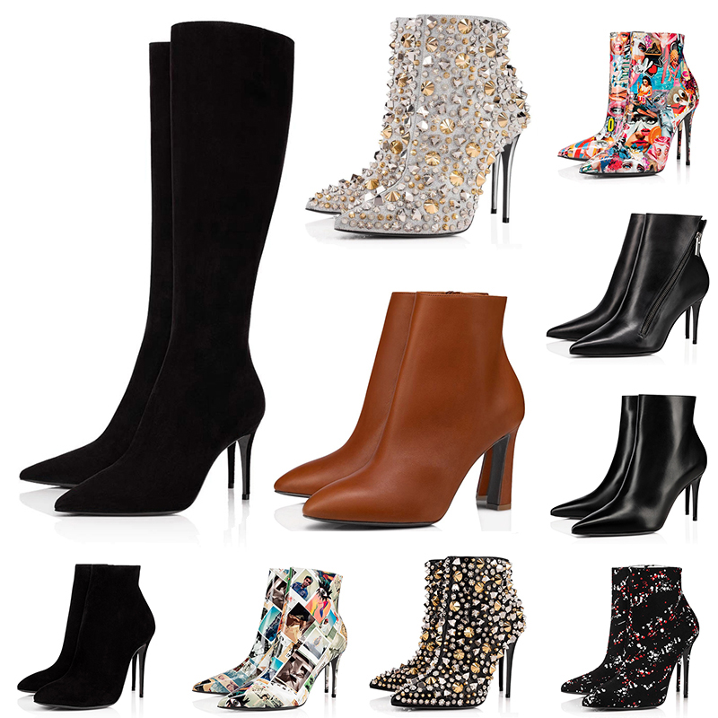 

Designer Red Bottoms Boots Women So Kate Ankle Knee High Heels Booties 8 10 12cm Chunky Pony Pointed Toes Boot Girls Ladies Platform, Item #9