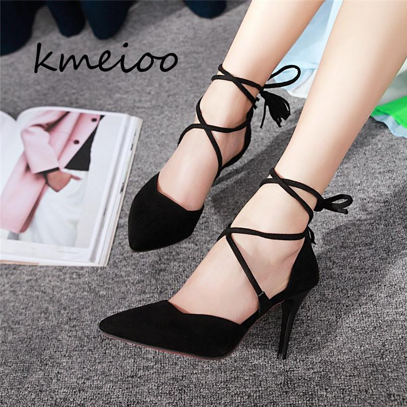 

Kmeioo Factory Price Sexy High Heels Women Pumps Wedding Dress Shoes Woman Valentine Stiletto Sandals, Black