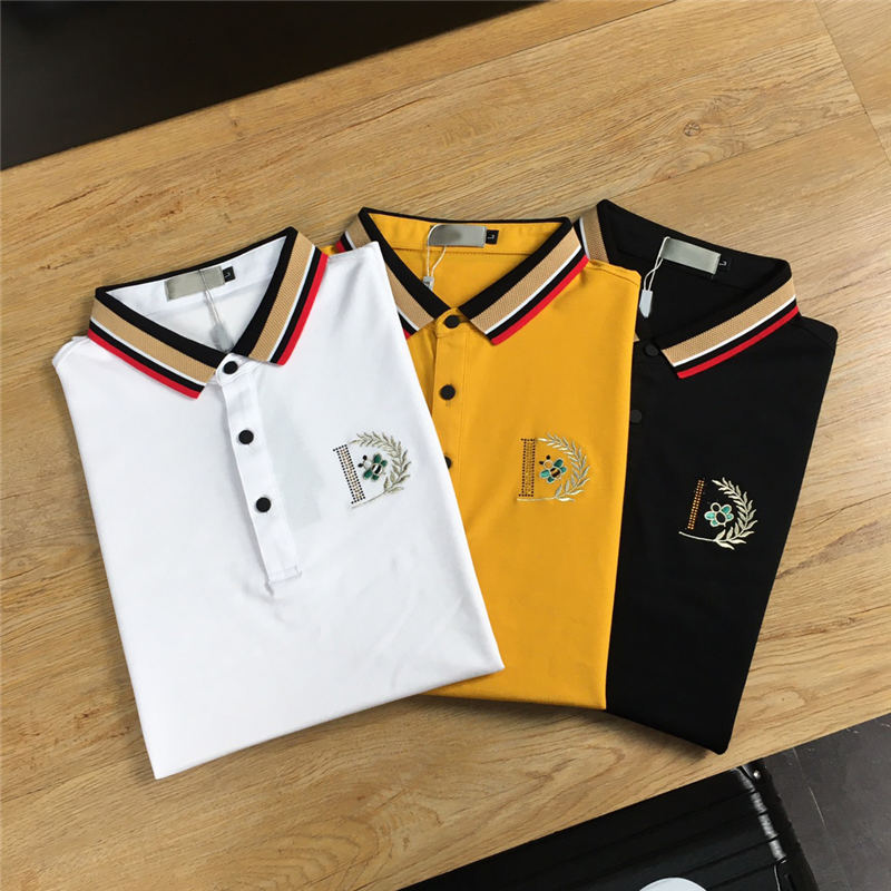 

WJS0010 2021 summer luxury brand menswear designer pure cotton polo t shirt fashion British solid color breathable lapel short sleeve, White;black