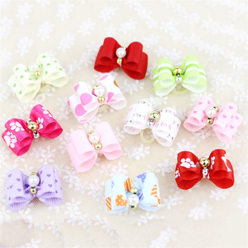 

10Pcs/lot Handmade Pet Dog Bow Cute Grooming Loverly Bowknot For Puppy Dogs Accessories With Rubber Bands Cute Pet Headwear New 446 V2