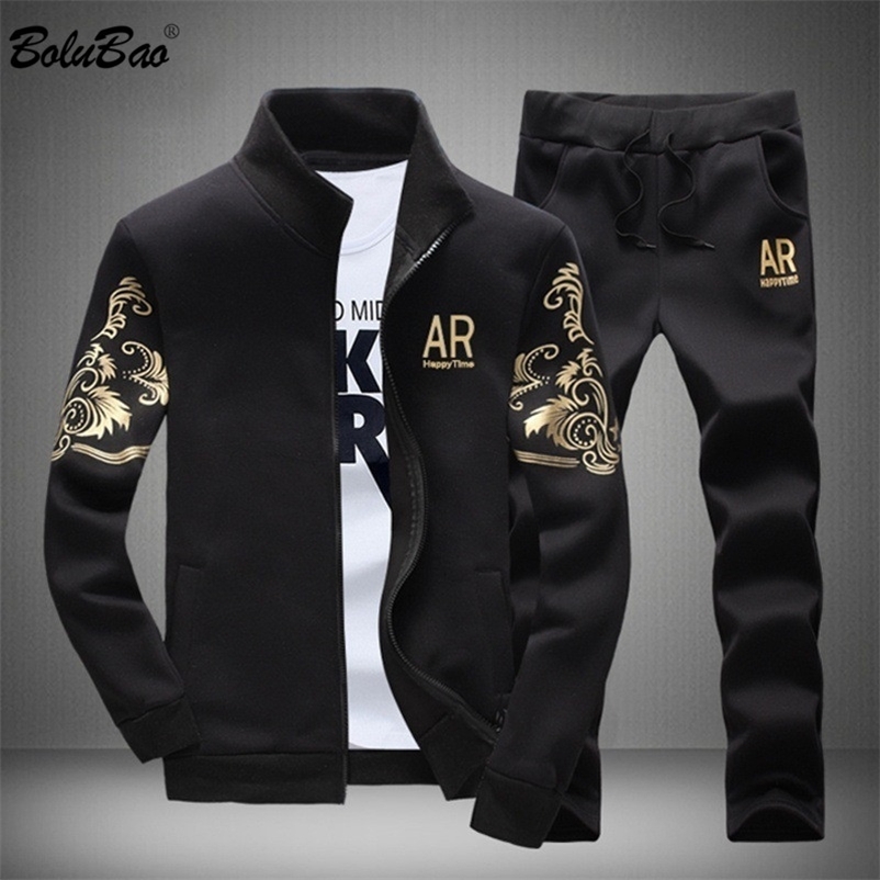 

BOLUBAO Brand Men Casual Sets Autumn Men's Jacket + Pants Tracksuit Fashion Print Sportswear Zipper Suit Male 210722, Blue