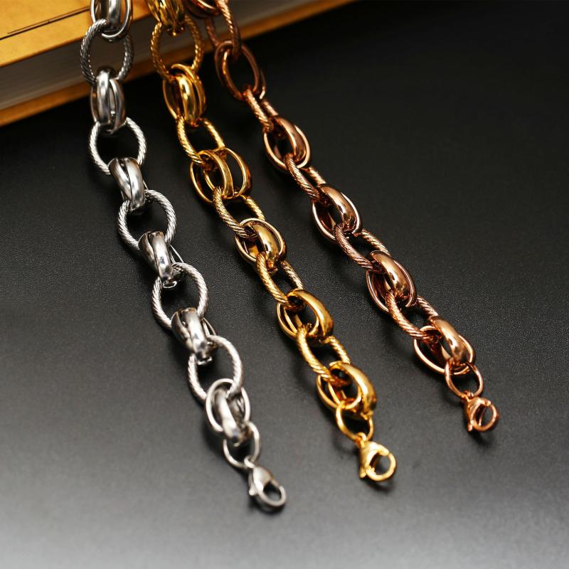 

Chains Creative 18K Gold Chain Necklace For Men Women Punk Stainless Steel Jewelry Boho Initial Thick DIY Handmade Accessories, Silver