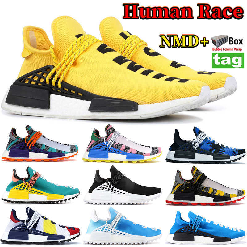 

2022 NMD Human race running shoes PW HU Pharrell yellow Solar Pack Red Orange BBC Multi-Color blue plaid sneakers men women trainers With, Customize