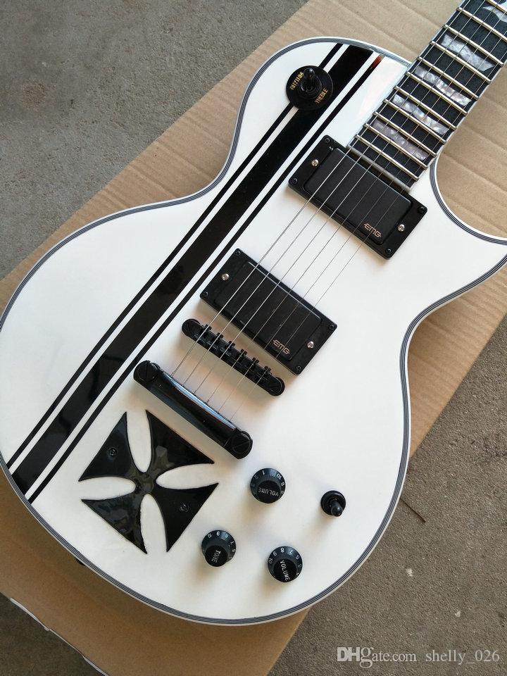 

guitar In stock Custom Iron Cross SW James Hetfield Signature Electric Guitar Snow White, ebony Fengerboard