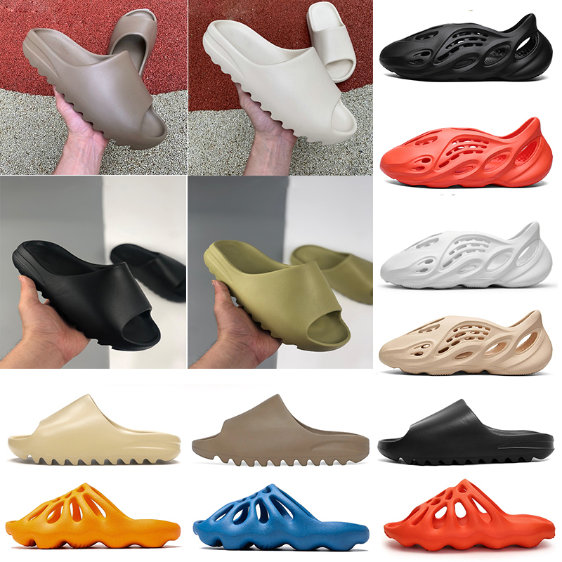

kanye slides men slippers Women Enflame Orange Flat Sandals manbasketballshoes Foam runner Desert Sand Resin Beach triple black womens clog slipper 36-45