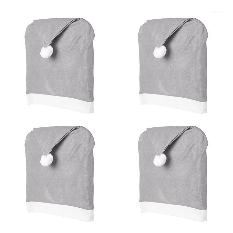 

Chair Covers 4 Pcs Set Christmas Decoration Gray Non-Woven Big Hat Cover Stool Home Decorations For Year Decora