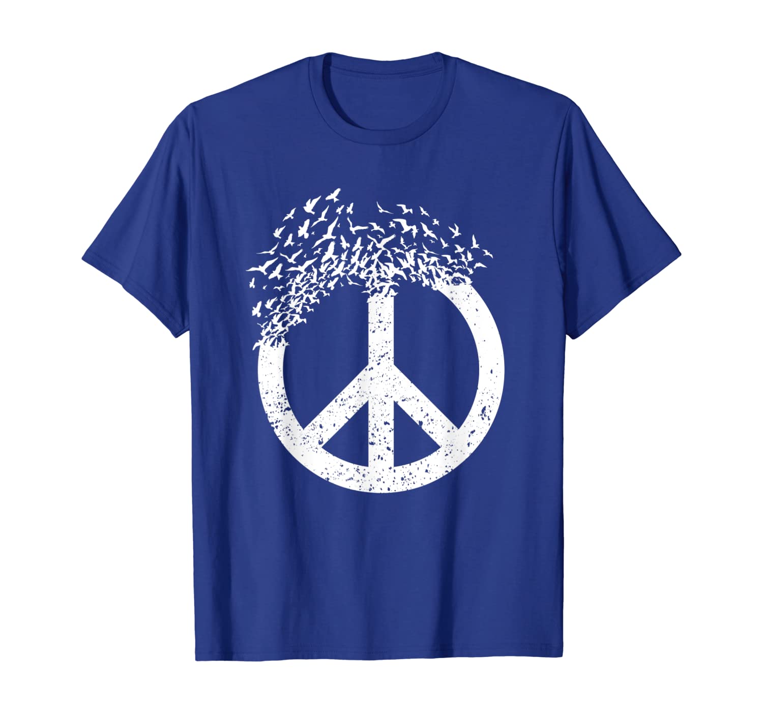 

Dove Birds Peace Sign Doves 70s Retro Hippies 60s T-Shirt, White;black