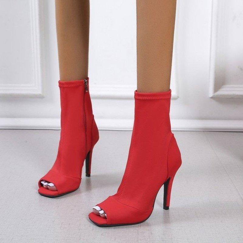 

Dress Shoes Nylon Women's Boots High Heels Gladiator Autumn Ladies Female Fashion Open Toe Party Wedding Woman, Black