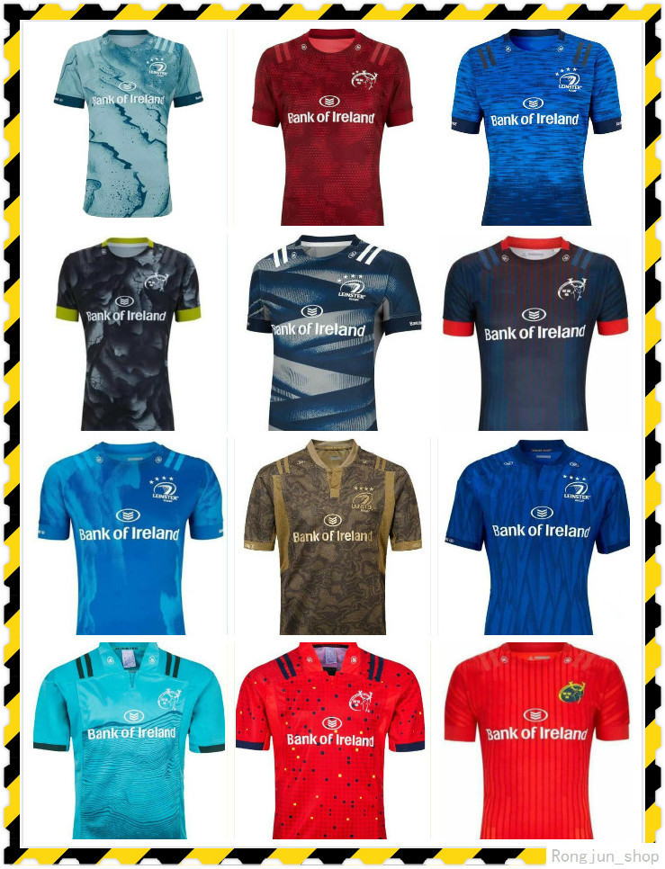 

Leinster rugby jersey 20 21 Munster soccer jerseys 2021 home away men Rugby-Trikots size S-5XL, Black;gray