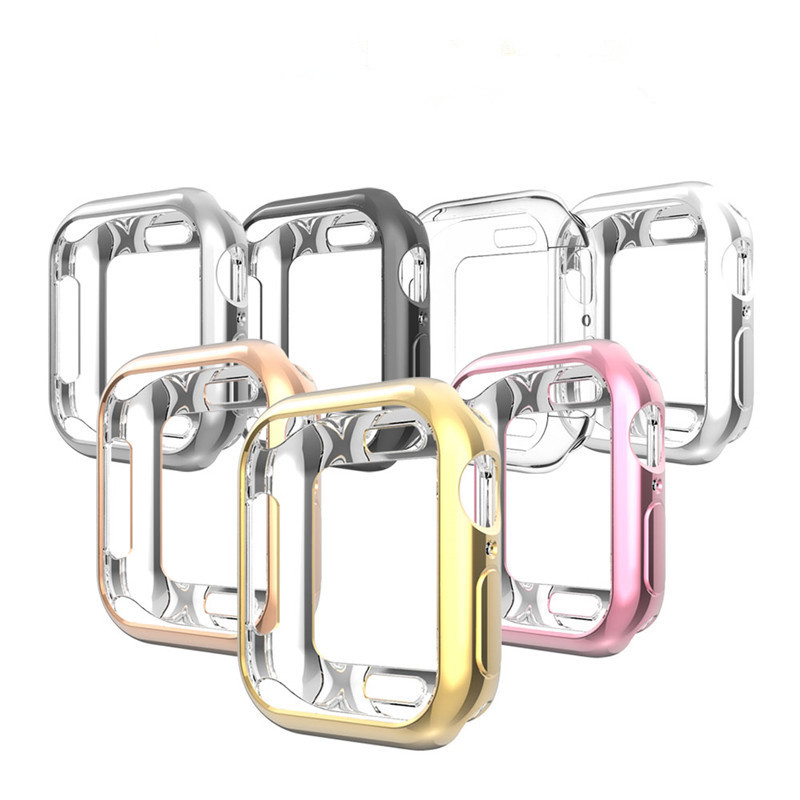 

For Apple Watch Case TPU cover Ultra Thin Iwatch 7 6 5 4 3 2 1 Cases Plating covers 38mm 42mm 44MM 40mm protector anti-scratches shockproof , avoid waterdrop oil,ashes, Transparent