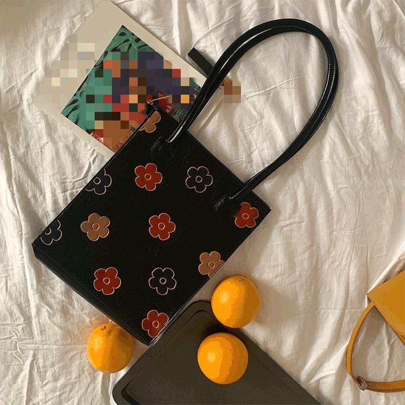 

Shoulder Bags Leather Women Clutch Purse Handbags Vintage Flower Ladies Fashion Design Floral Female Girls Small Tote BagShoulder, Black
