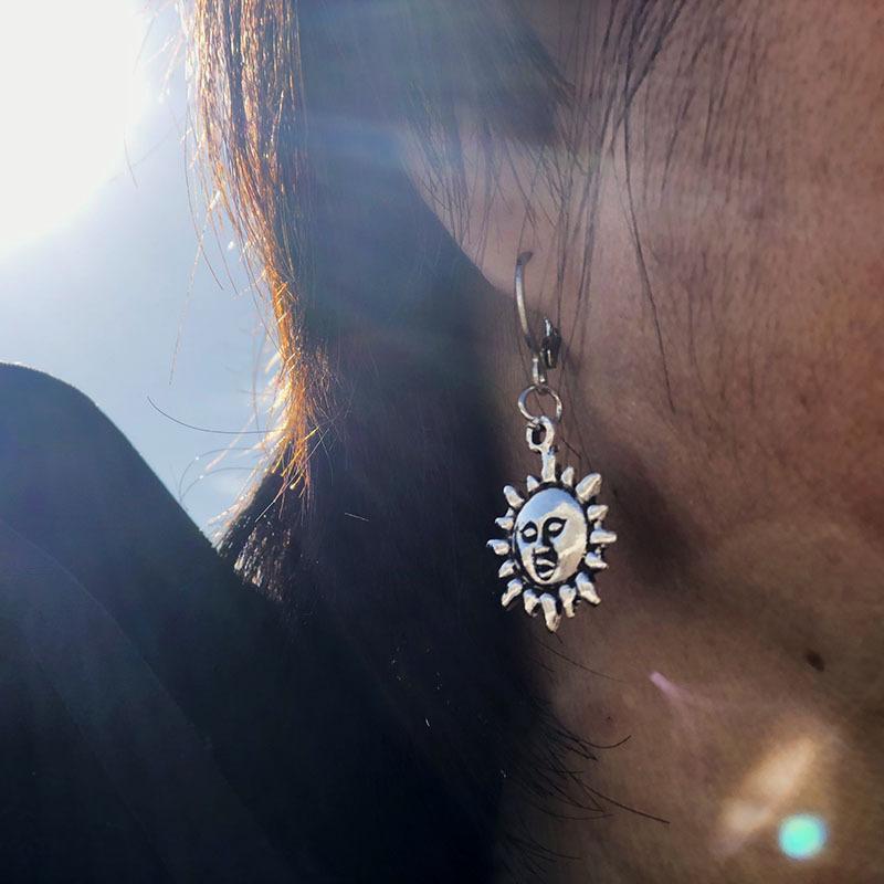 

Dangle & Chandelier Gothic Witchcraft Hanging Earrings For Women Silver Color Face Moon Wizard Sun Asymmetrical Personality Ear Rings Goth J