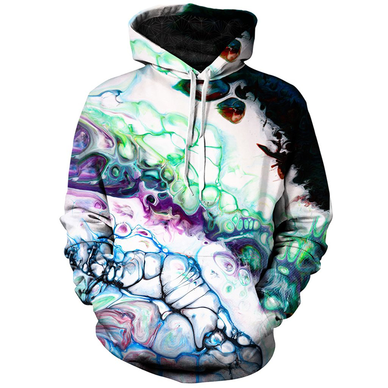 

Cell network pattern Fierce 3D printing hoodie visual impact party top punk goth round neck high quality sweater hoodie, Black