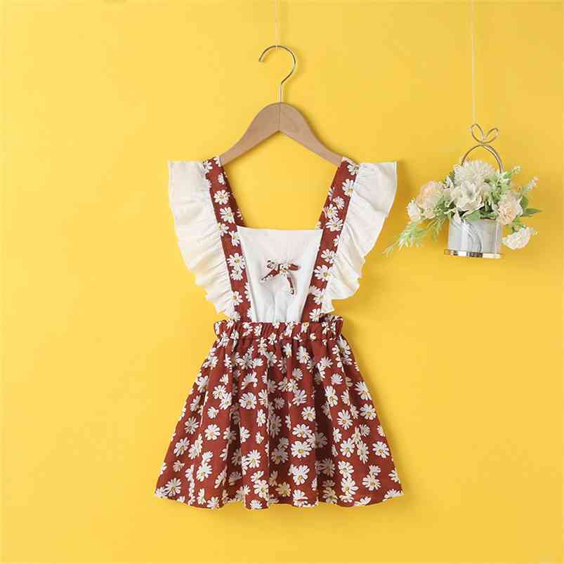 

Summer Girls Dress Sleeveless O Neck Print Floral Cute Vestidos 18M-6T 210629, Red