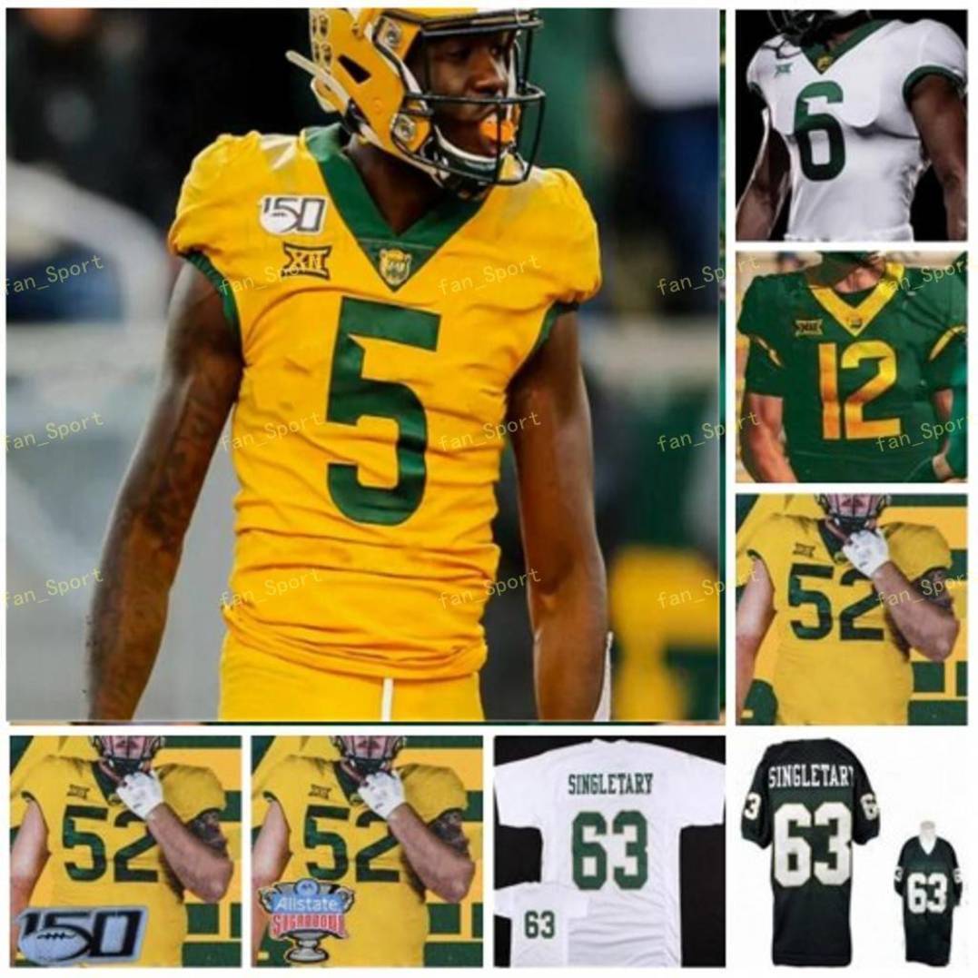 College Jerseys Baylor Bears 5 Denzel Mims 6 Jamycal Hasty 7 John Lovett 11 Gerry Bohanon 12 Charlie Brewer II Stitched custom Football