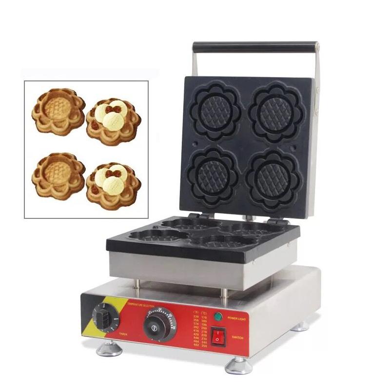 

Bread Makers Commercial Sunflower Shape Waffle Maker Machine Electric Flower Bowl Shaped Cone Making Snack Home Use