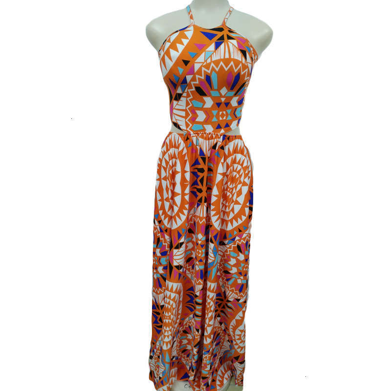 

Big size Dresses Casual sling sexy digital printing fashion swing dress, Orange