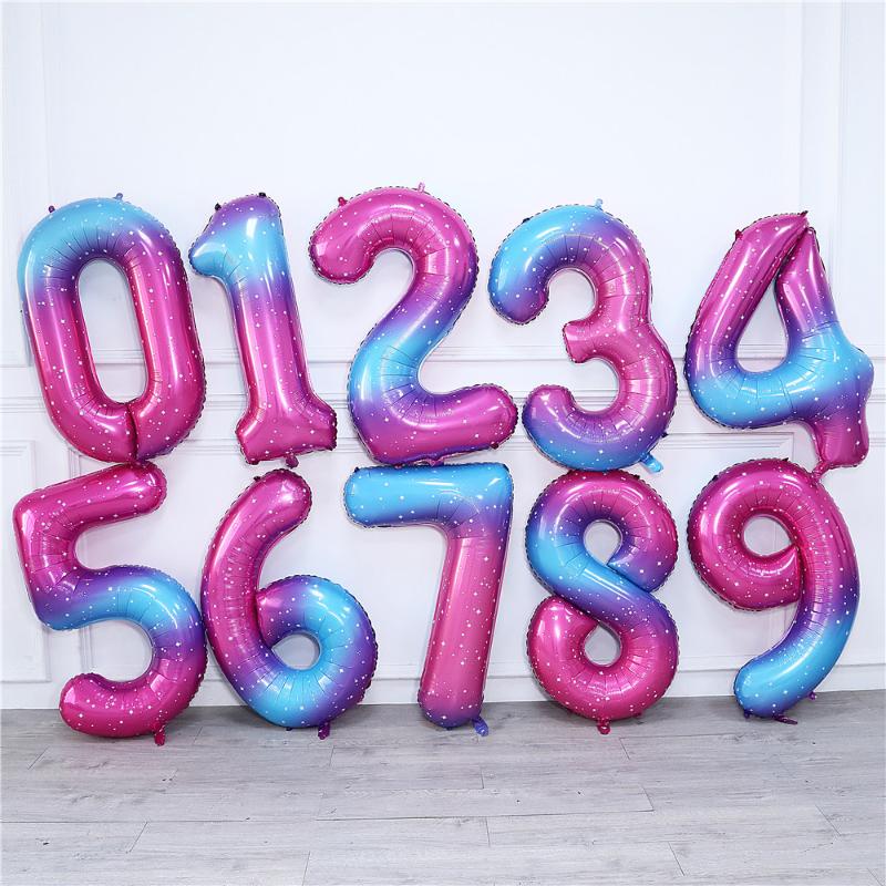 

Party Decoration 40inch 0 1 2 3 4 5 6 7 8 9 Pink Blue Dot Star Number Foil Balloons Birthday Decor Children's Toy Baby Shower Helium Globos