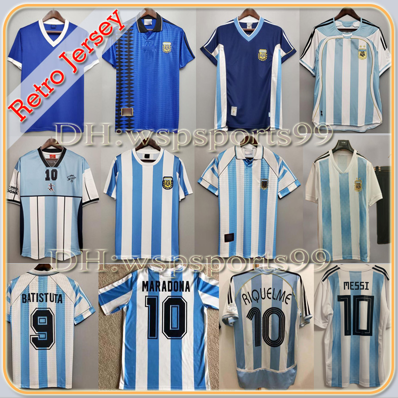 

Retro 1986 Argentina Soccer jersey Messi Maradona CANIGGIA 1978 1996 Football Shirt Batistuta 1998 RIQUELME 2006 1994 ORTEGA CRESPO 2014, 1978 home