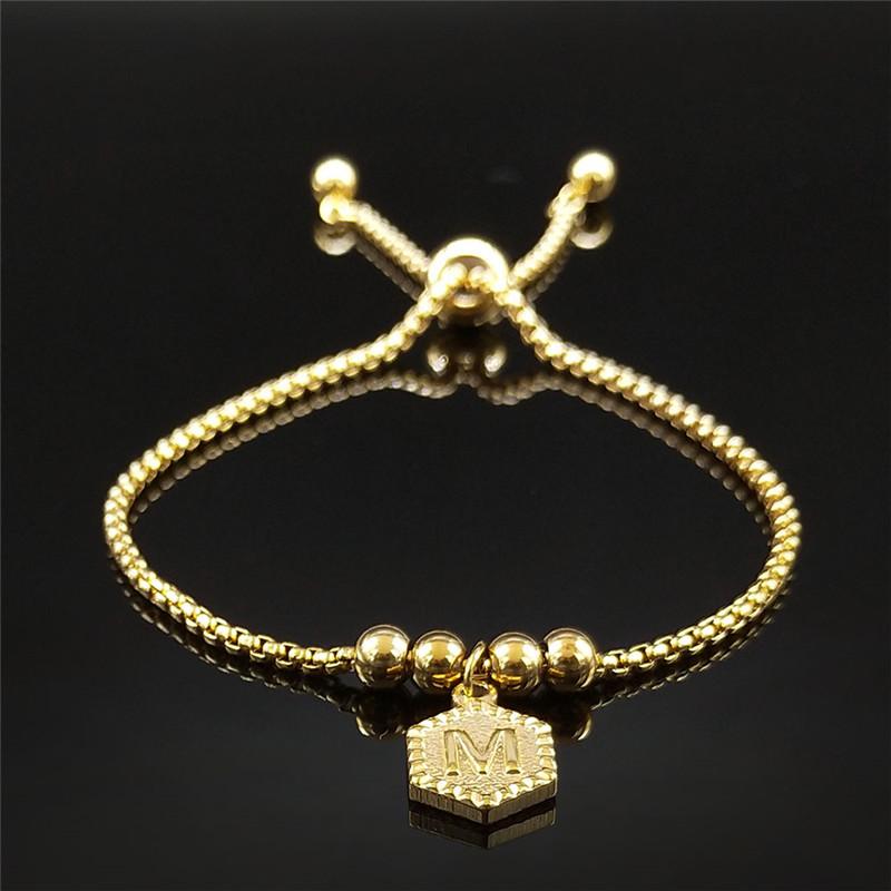 

Link, Chain 2021 Stainless Steel The Letter M Bracelets Geometry Charm Bracelet Bead Women Jewelry Pulsera Acero Inoxidable Mujer BHXS05
