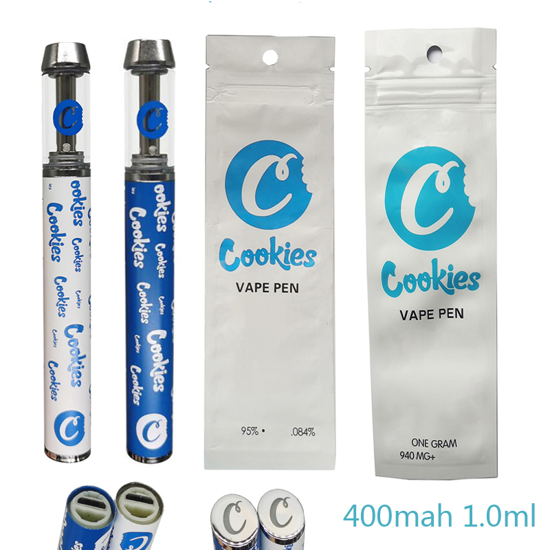 

Cookies Disposable Vape Pen 1.0ml Vapes E Cigarettes Empty Ceramic Coil Atomizer Screw in Round Tips 400mah Battery Rechargeable Thick Oil Vaporizer Pens