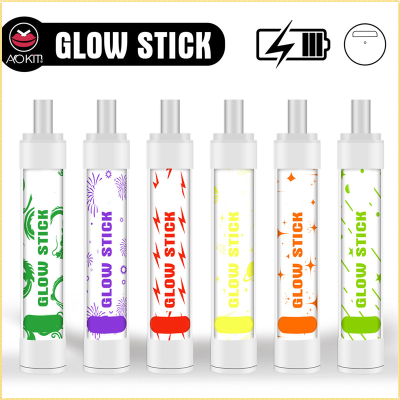 

Authentic Aokit Glow Stick Disposable E-cigarettes Pod Device Kit RGB Light 2600 Puffs Rechargeable Battery 8ml Prefilled Vape Pen
