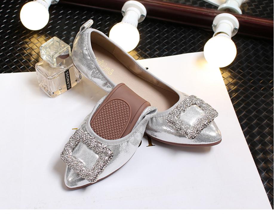 

2021 Spring and Autumn shoes with New style fashion flat bottom pointed end Women's shoes @4066, Silver