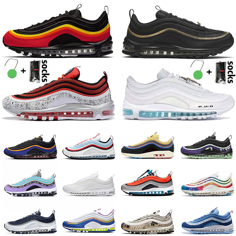 

Top Quality Mens Womens 97s Running Shoes Sean Wotherspoon Chile Red MSCHF x INRI Jesus Triple White Worldwide Pack Trainers Sports Sneakers Size 45, A3 36-45 worldwide pack