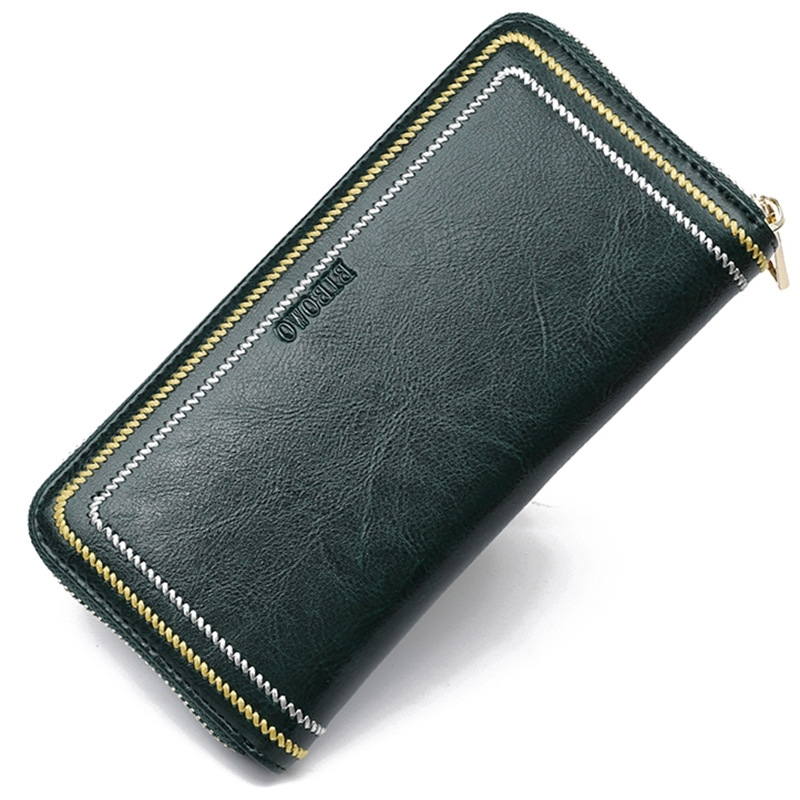 

Long zipper genuine cowhide women's hand multifunctional wallet Mobile Phone Wallet, 01 black