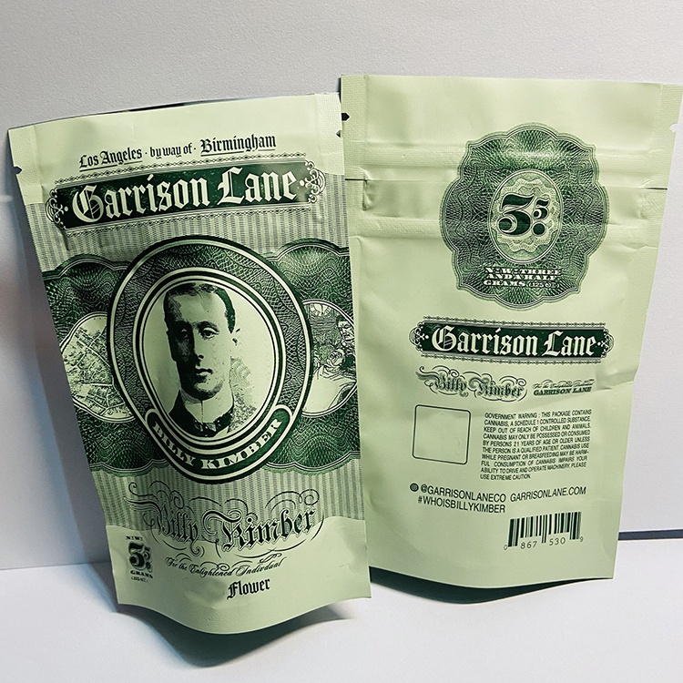 

3.5g garrison lane mylar bag children-resistant opening dry herb flower carry packaging