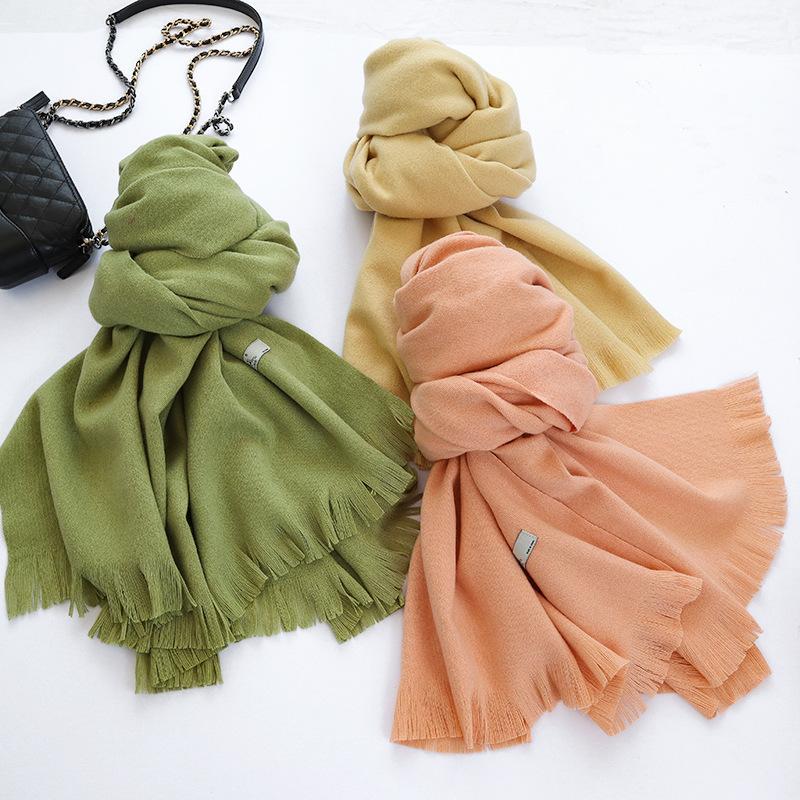 

Scarves 2021 Winter Korean Cashmere Like Solid Women's Scarf,Net Red Isn Warm Scarf Thickened Shawl