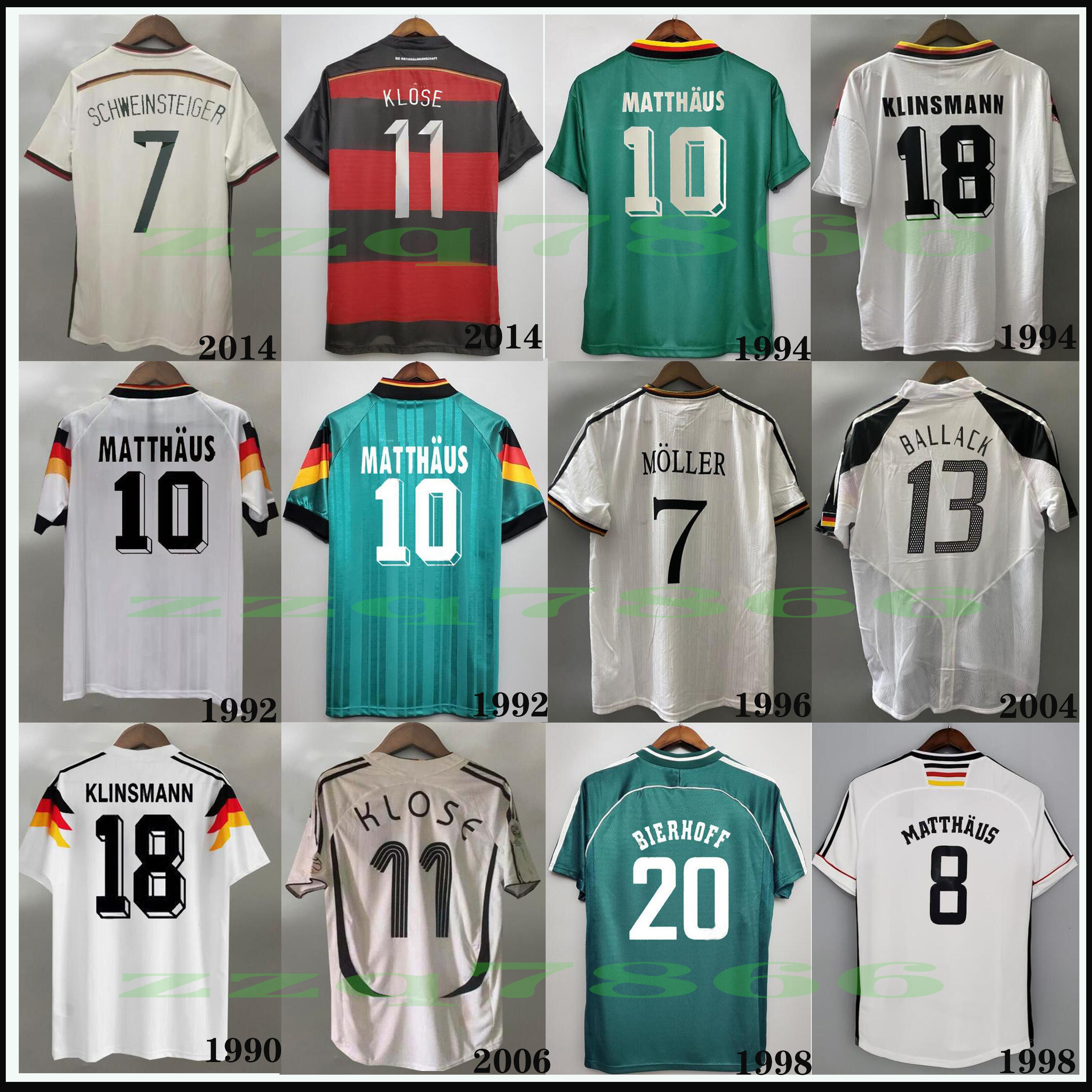 

1990 1998 1988 2004 World cup Retro Littbarski BALLACK Soccer Jersey KLINSMANN Matthias 2006 2014 shirts KALKBRENNER classic unifom, Multi