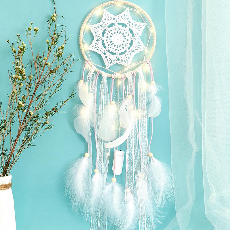 

Decorative Objects & Figurines Dreamcatcher Ornaments Feather Wind Chimes Children Gifts Led Lights Home Decoration Murals