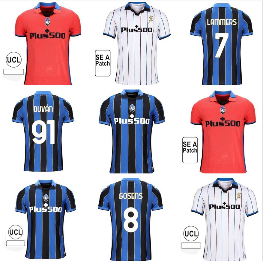 

21 22 Atalanta BC soccer jerseys 2021 2022 DUVAN GOMEZ .MURIEL Supporter football shirts CALDARA ILICIC PASALIC uniform, Black;yellow