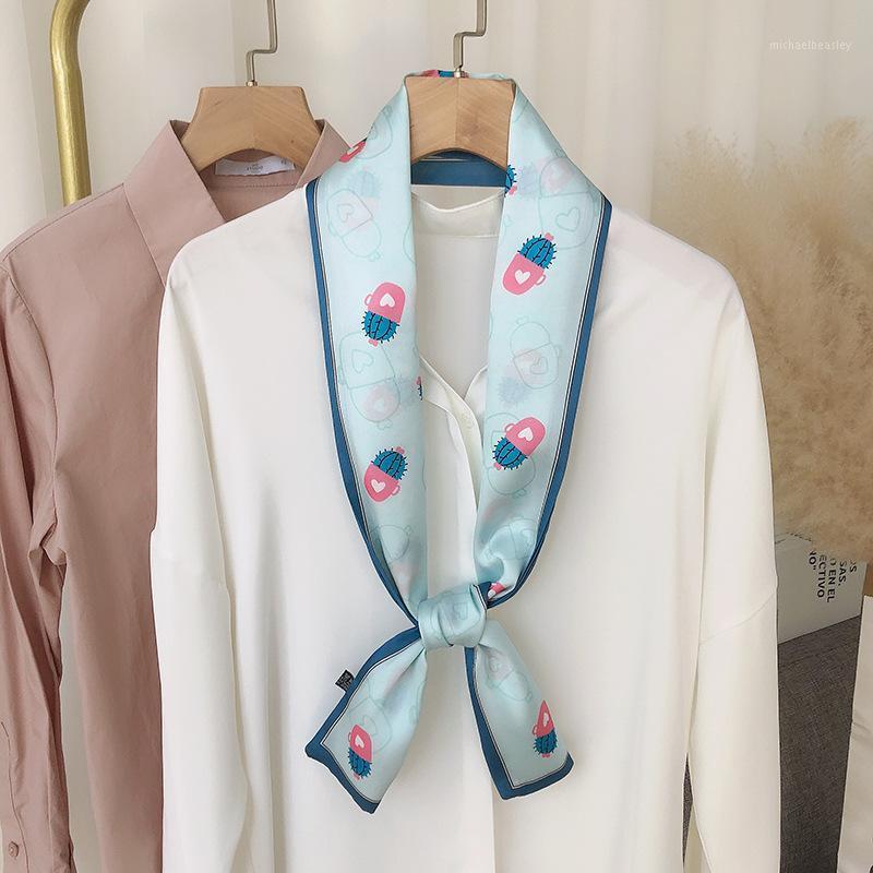 

Scarves 2021 Flowers Foulard Women Silk Scarf Fashion Lady Soft Shawls Bandana Hijab Long Sjaal