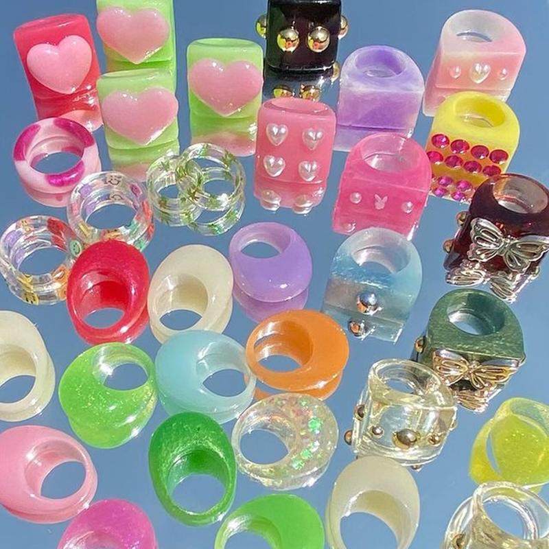 Wedding Rings Miwens INS Trendy 2021 Multicolored Transparent Acrylic For Women Luxury Heart Love Resin Finger Ring Butterfly Bijoux-image-710201330