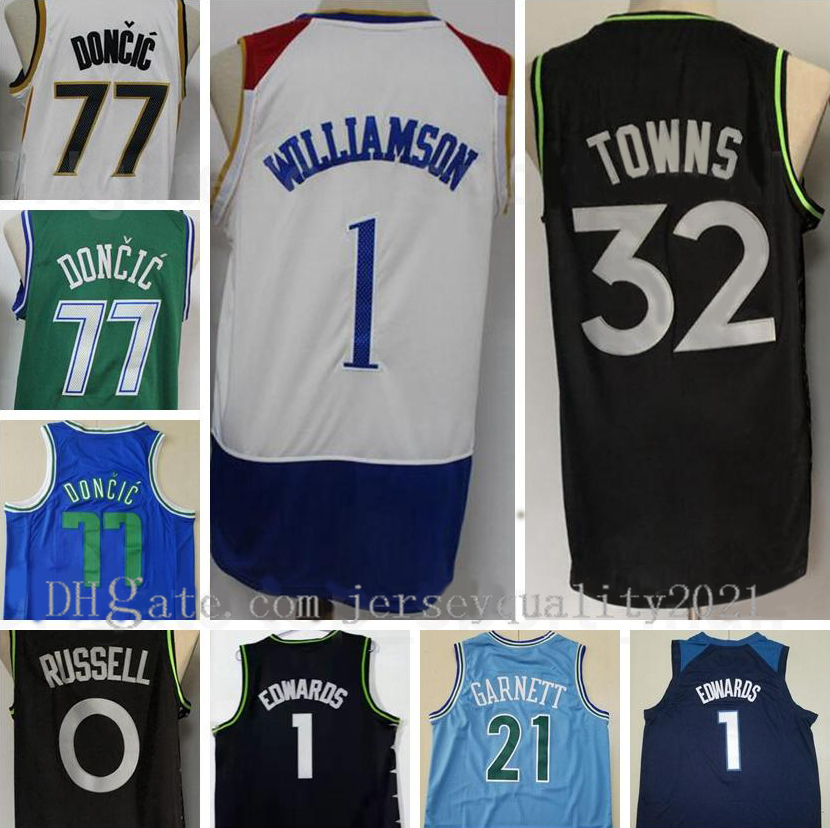 

Men Basketball City Earned Edition Karl Anthony Towns 32 Anthony Edwards Jersey 1 D Angelo RUSSELL 0 Kevin Garnett 21 Luka Doncic 77 S-2XL, Black;red